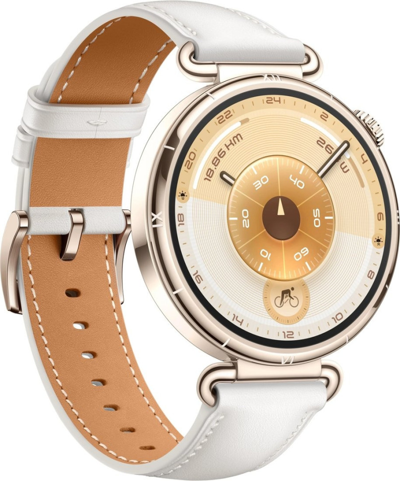 Умные часы Huawei Watch GT 6 41 мм (золотистый, с белым кожаным ремешком, международная версия)