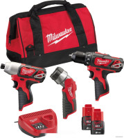 Milwaukee М12 ВPP3А-202B 4933441225 (шуруповерт, винтоверт, фонарь, 2 АКБ, сумка)