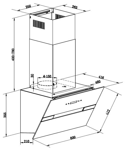 Вытяжка Maunfeld Mersey 60 черный\вставка сатин
