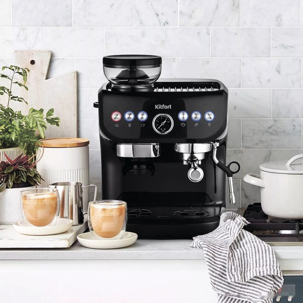 Рожковая помповая кофеварка Kitfort KT-7108 Рожковая помповая кофеварка Kitfort KT-7108