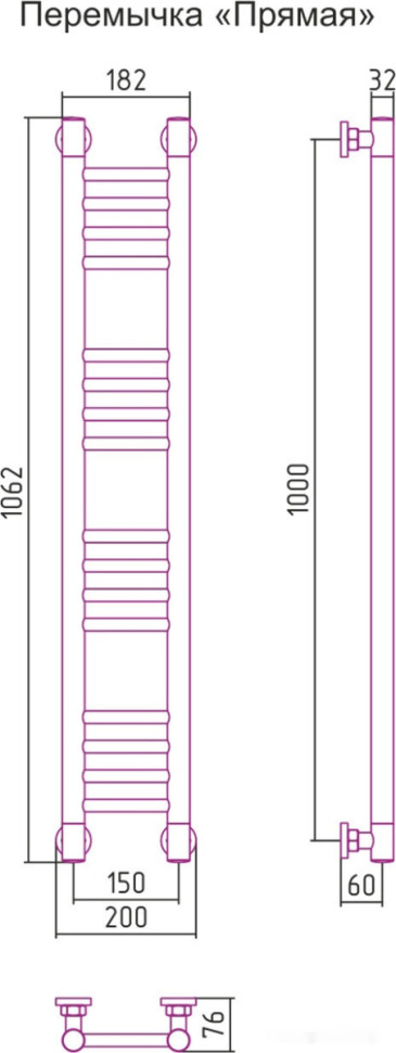 Полотенцесушитель Сунержа Богема+ 1000x150 00-0220-1015