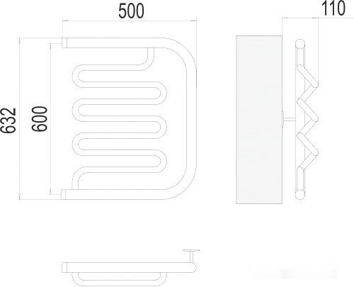 Полотенцесушитель Terminus Фокстрот-Лиана 1" 600x500 бп (хром) Полотенцесушитель Terminus Фокстрот-Лиана 1" 600x500 бп (хром)