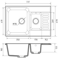 Кухонная мойка GranFest QUARZ Z-21K (черный)