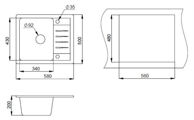 Кухонная мойка Granula ST-5803 бежевый
