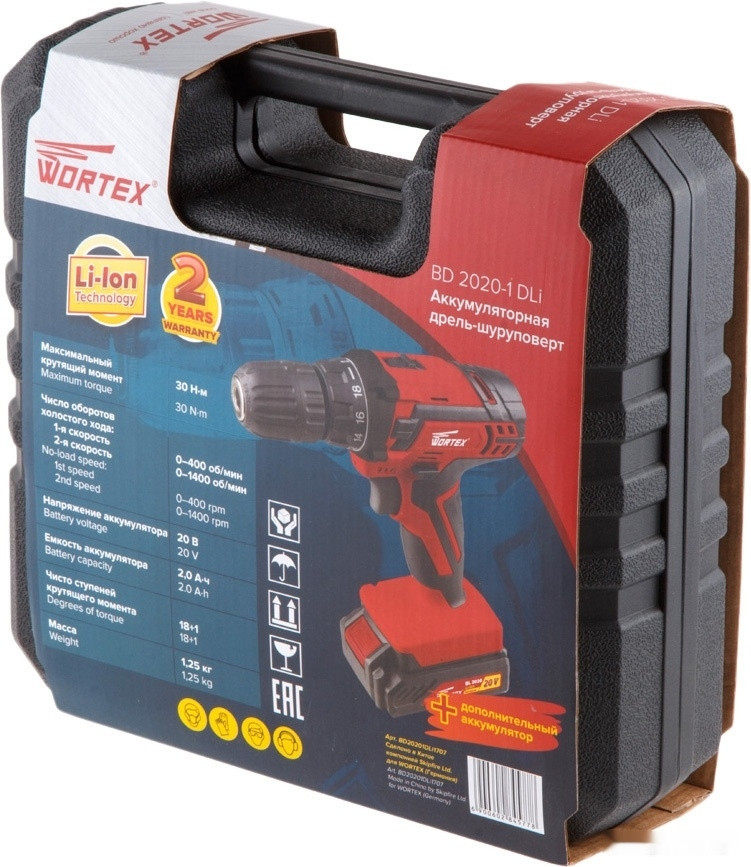 Дрель-шуруповерт Wortex BD 2020-1 DLi BD20201DLi1707 (с 2-мя АКБ) Дрель-шуруповерт Wortex BD 2020-1 DLi BD20201DLi1707 (с 2-мя АКБ)