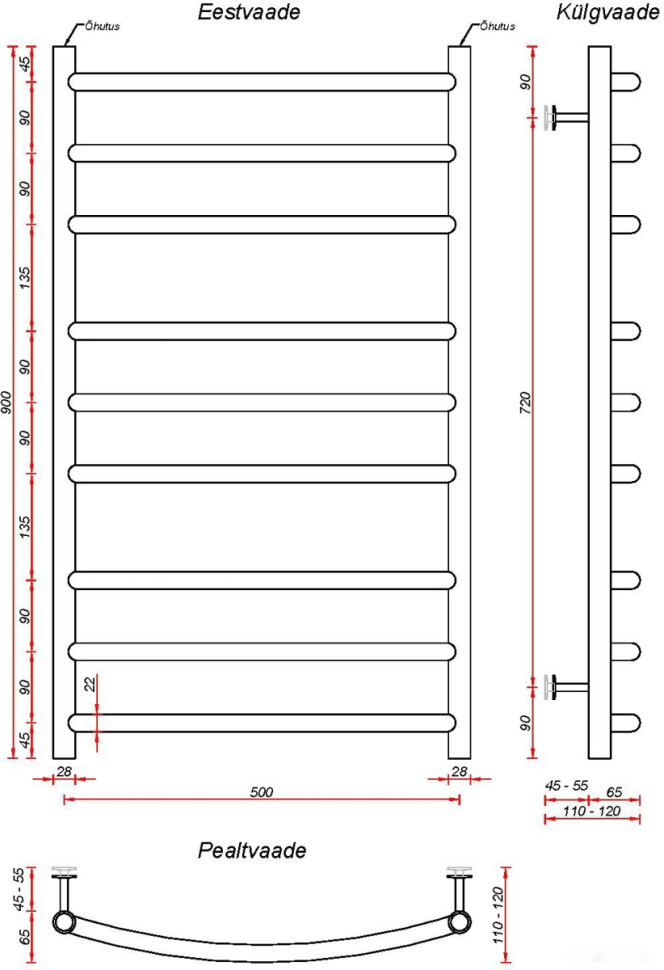 Полотенцесушитель Fincopper FCB 90х50 (черный)