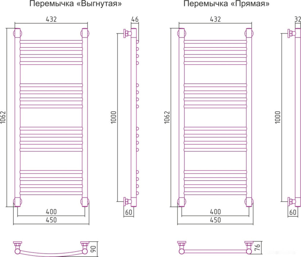 Полотенцесушитель Сунержа Богема+ 1000x400 30-0220-1040