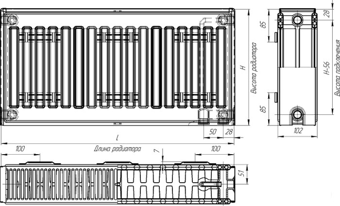 Радиатор Лидея ЛК 22-515 тип 22 500x1500