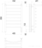Полотенцесушитель Terminus Классик П8 400x850 с полкой бп электро (хром)