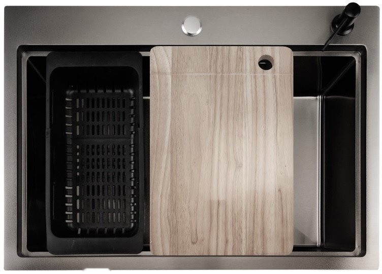 Кухонная мойка Stellar S7050NB-A (нано черный, c доской)