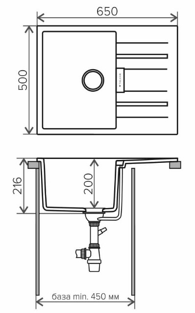 Кухонная мойка Tolero Loft TL-650 белый №923