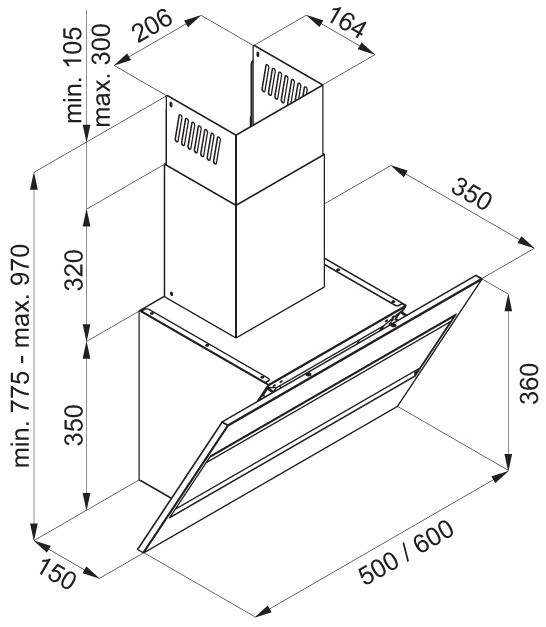 Вытяжка Maunfeld Bridge Line 60 черный/вставка сатин