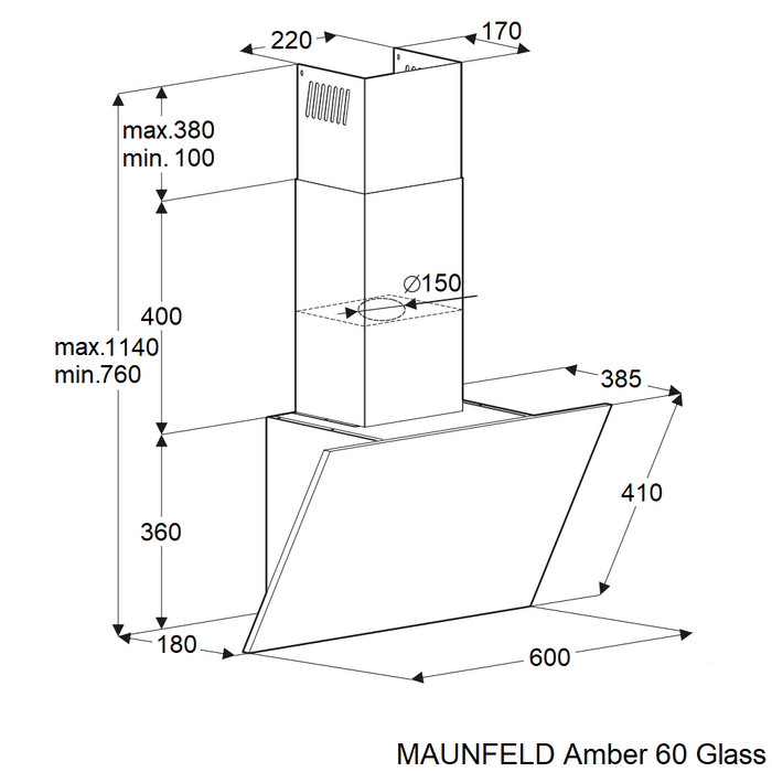 Вытяжка Maunfeld Amber 60 Glass (черный) Вытяжка Maunfeld Amber 60 Glass (черный)