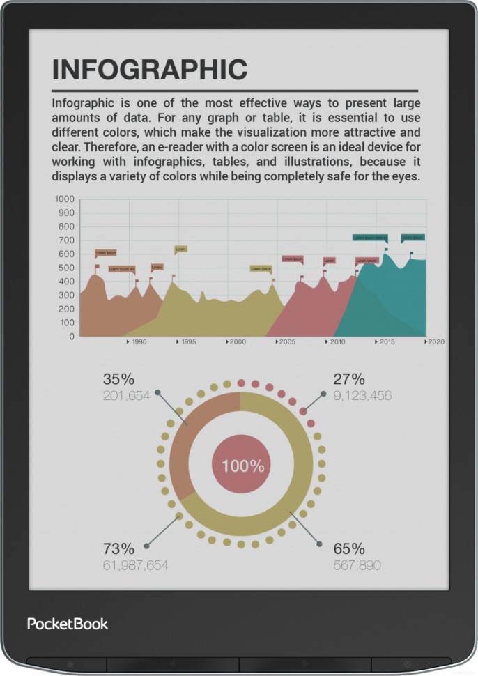 Электронная книга PocketBook 743K3 InkPad Color 3 (черный/серебристый)