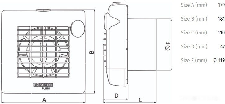 Осевой вентилятор Vortice Punto M 120/5" T