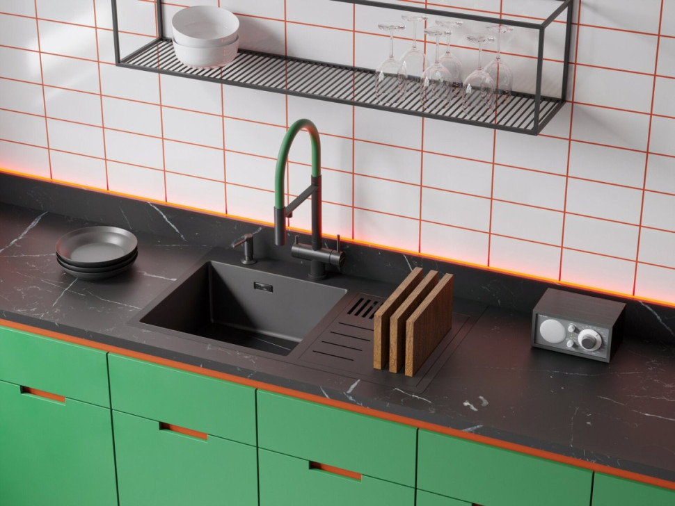 Кухонная мойка Omoikiri Akisame 86 Side-L GB 4997043 (графит) Кухонная мойка Omoikiri Akisame 86 Side-L GB 4997043 (графит)