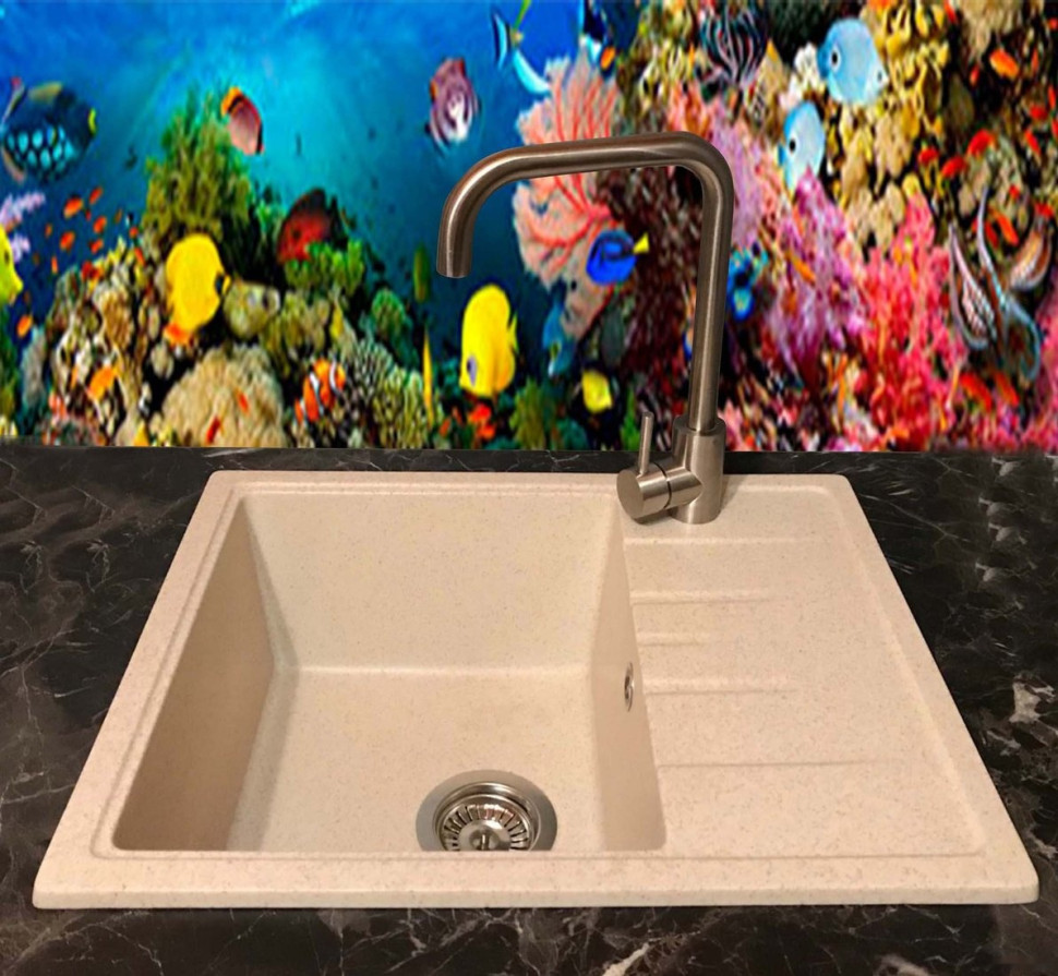 Кухонная мойка БелЭворс Mila L + смеситель W4998-4 (бежевый) Кухонная мойка БелЭворс Mila L + смеситель W4998-4 (бежевый)