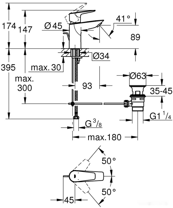 Смеситель Grohe Bauedge 23328001 Смеситель Grohe Bauedge 23328001