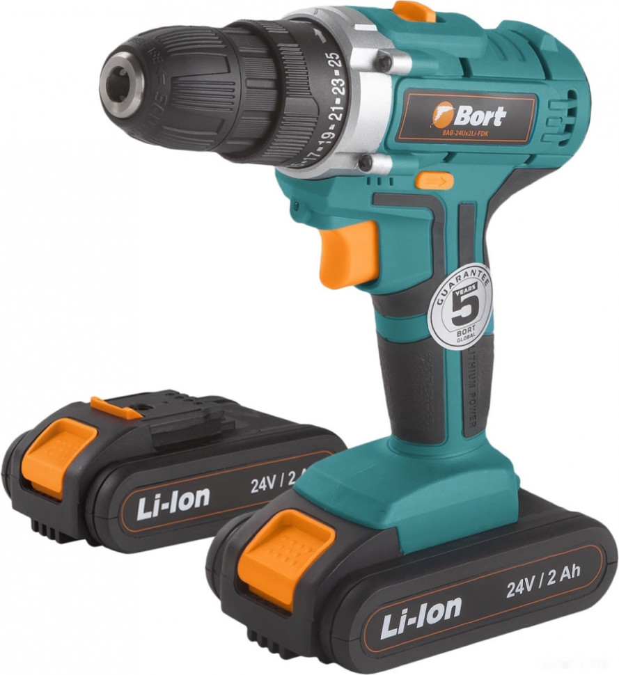 Дрель-шуруповерт BORT BAB-24UX2LI-FDK (с 2-мя АКБ)