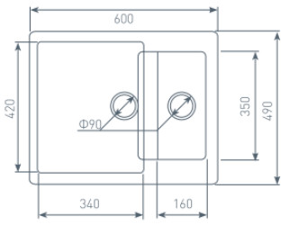 Кухонная мойка Zigmund & Shtain RECHTECK 600.2 (Индийская ваниль)