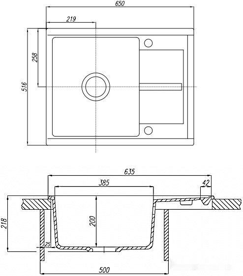 Кухонная мойка Акватон Делия 65 (графит) Кухонная мойка Акватон Делия 65 (графит)
