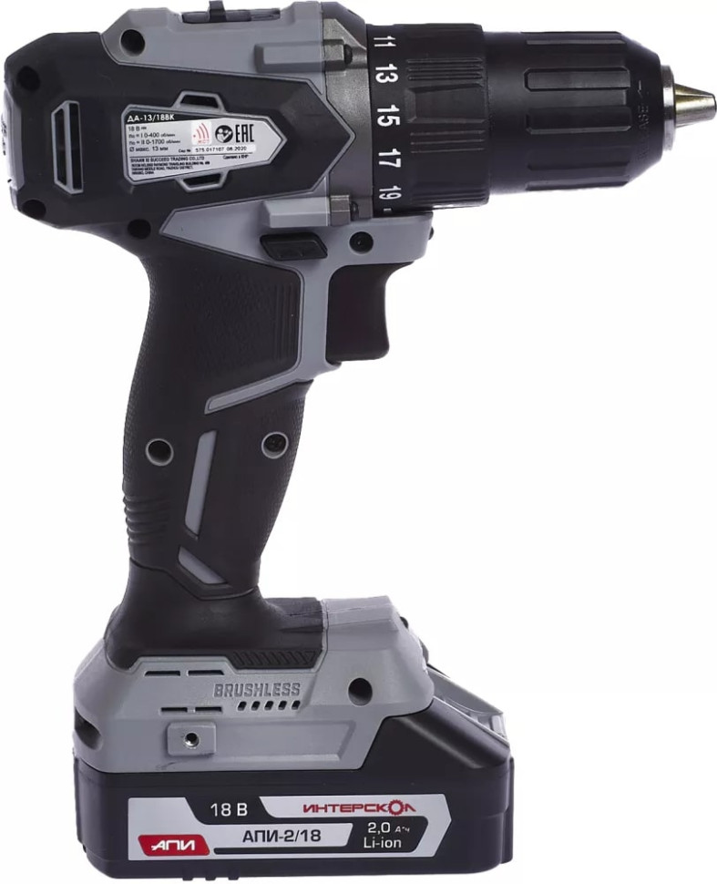 Дрель-шуруповерт Интерскол ДА-13/18ВК (с 2-мя АКБ 2 Ач, кейс) Дрель-шуруповерт Интерскол ДА-13/18ВК (с 2-мя АКБ 2 Ач, кейс)