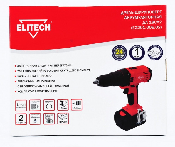 Дрель-шуруповерт Elitech E2201.006.02 Дрель-шуруповерт Elitech E2201.006.02