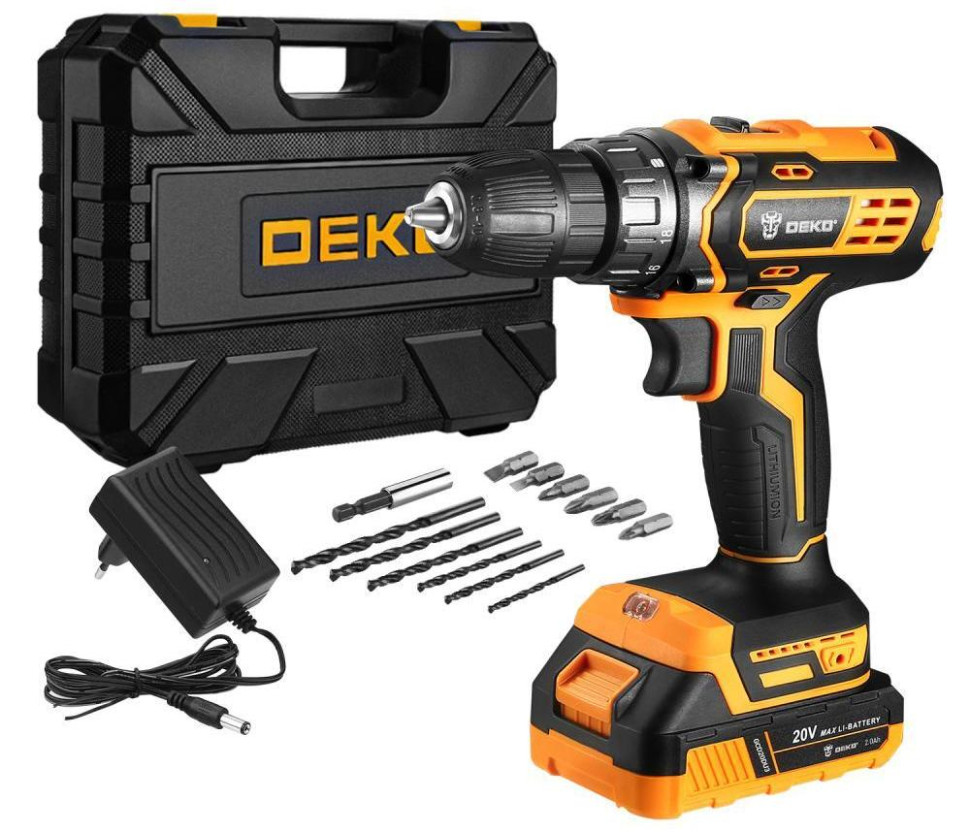 Дрель-шуруповерт Deko GCD20DU3 063-4145 (с 2-мя АКБ, кейс)