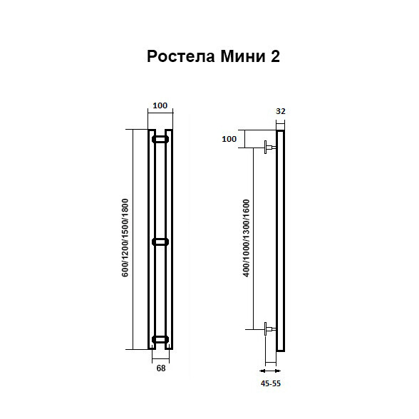 Полотенцесушитель Ростела Мини 1/2" 2 перекладины 150 см (черный) Полотенцесушитель Ростела Мини 1/2" 2 перекладины 150 см (черный)