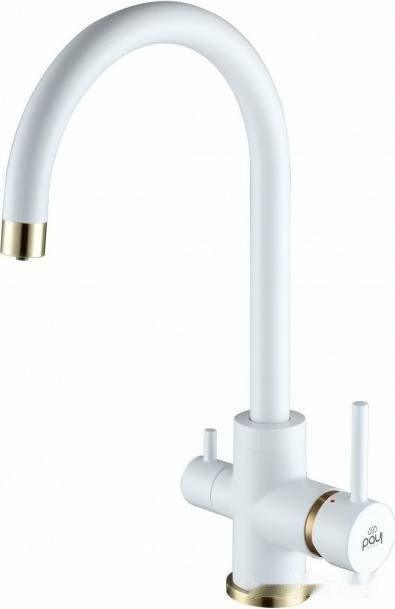 Смеситель Paulmark Essen Es213211-431BR (белый матовый бронза)