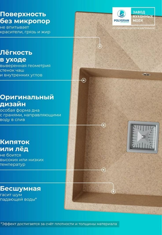 Кухонная мойка Polygran Blade 660 (песочный) Кухонная мойка Polygran Blade 660 (песочный)