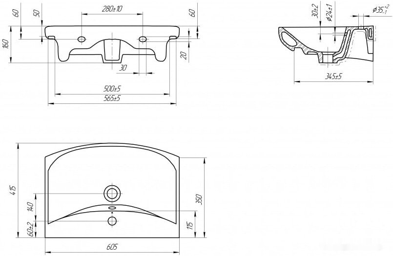 Умывальник Cersanit CARINA 60 (с пьедесталом) Умывальник Cersanit CARINA 60 (с пьедесталом)