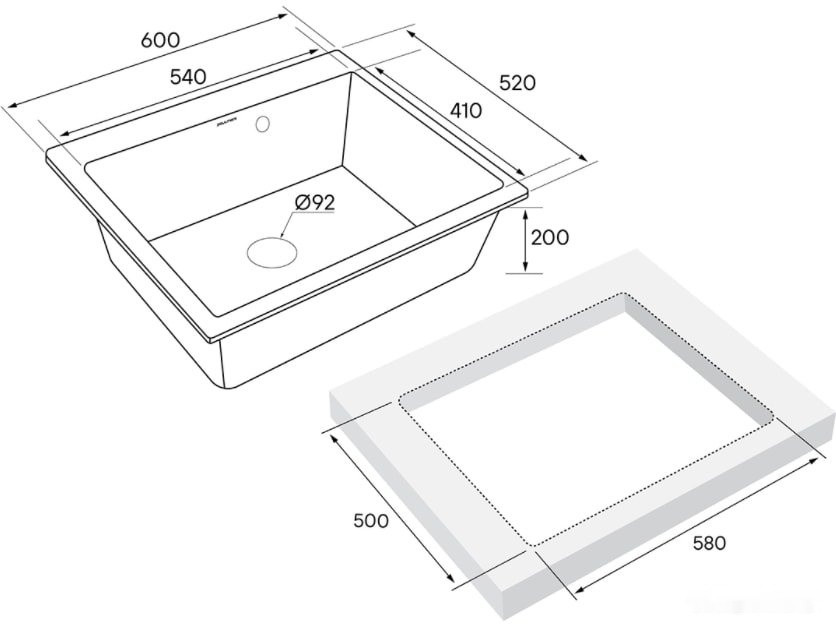 Кухонная мойка Paulmark Kante 60 PM106052-BE Кухонная мойка Paulmark Kante 60 PM106052-BE
