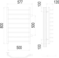 Полотенцесушитель Terminus Виктория П8 500x800 бп (хром)