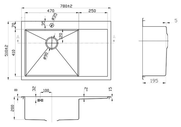 Кухонная мойка Zorg PVD SZR 7851 L BRONZE Кухонная мойка Zorg PVD SZR 7851 L BRONZE