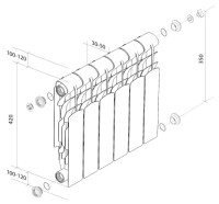 Радиатор Royal Thermo Revolution Bimetall 350 (7 секций)