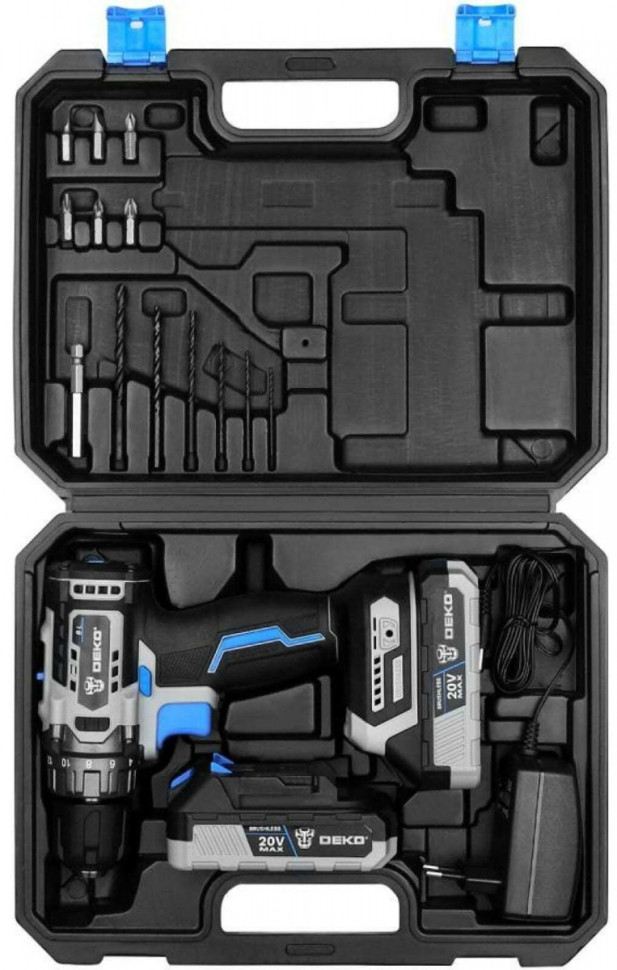Дрель-шуруповерт Deko Sharker case 063-4036 (с 2-мя АКБ, кейс) Дрель-шуруповерт Deko Sharker case 063-4036 (с 2-мя АКБ, кейс)