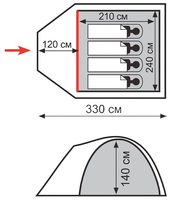 Палатка Totem Chinook 4 V2 Палатка Totem Chinook 4 V2