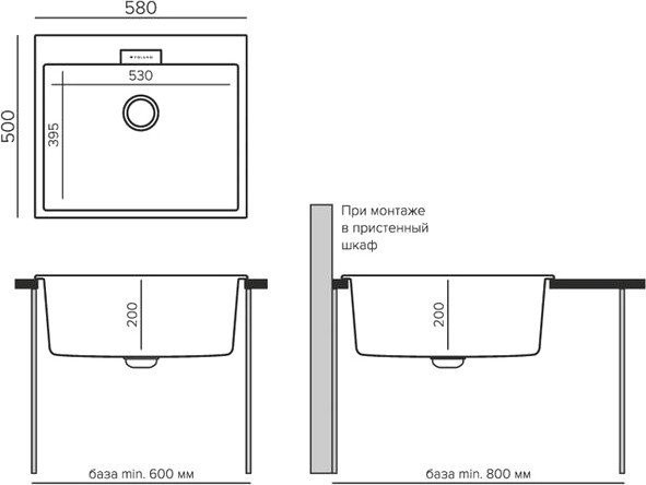 Кухонная мойка Polygran Tolero 580 (черный) Кухонная мойка Polygran Tolero 580 (черный)