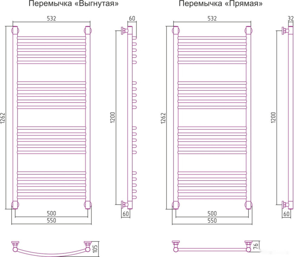 Полотенцесушитель Сунержа Богема+ 1200x500 071-0220-1250