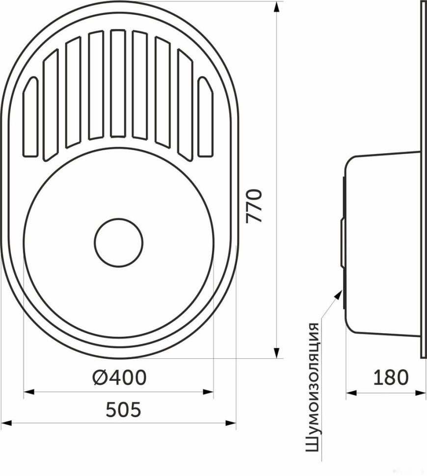 Кухонная мойка AKS Овальная 77x50 (матовый хром)