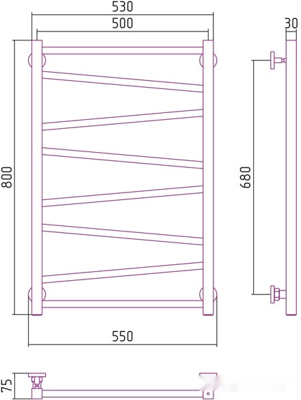 Полотенцесушитель Сунержа Сирокко 800х500 00-0253-8050 Полотенцесушитель Сунержа Сирокко 800х500 00-0253-8050