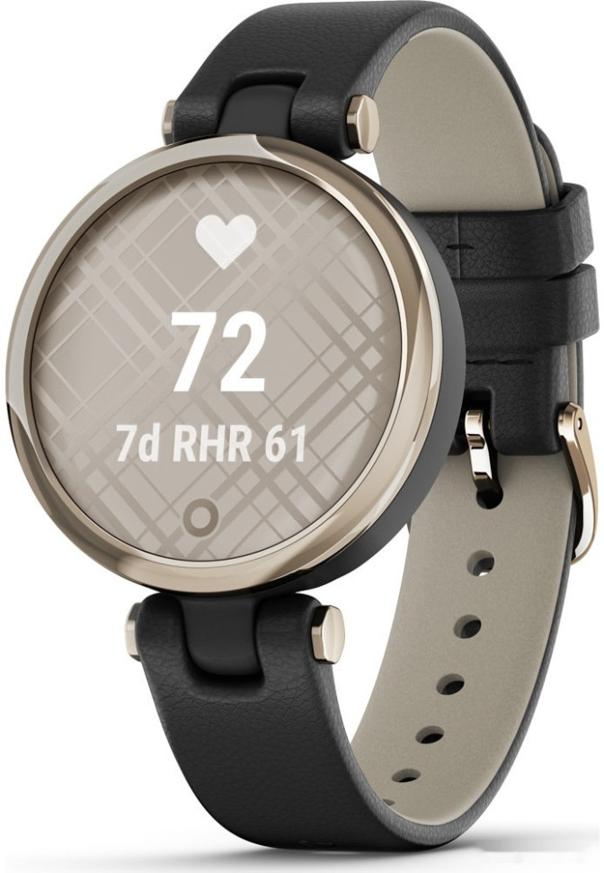 Умные часы Garmin Lily (кремово-золотистый, черный/кожаный ремешок)