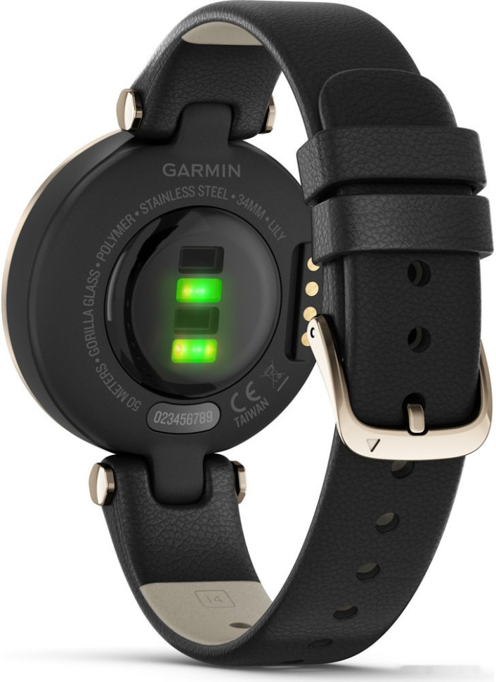 Умные часы Garmin Lily (кремово-золотистый, черный/кожаный ремешок)