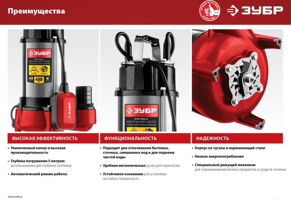 Фекальный насос ЗУБР НПФ-450-Р