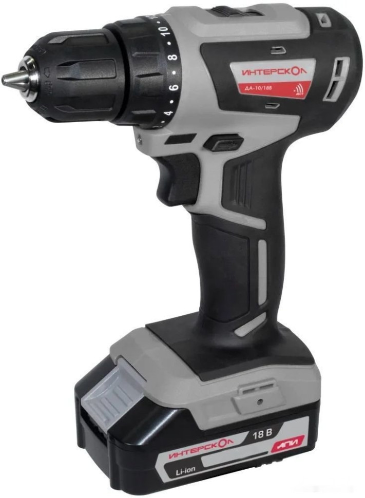 Дрель-шуруповерт Интерскол ДА-10/18В (с 2-мя АКБ 1.5 Ач, кейс) Дрель-шуруповерт Интерскол ДА-10/18В (с 2-мя АКБ 1.5 Ач, кейс)