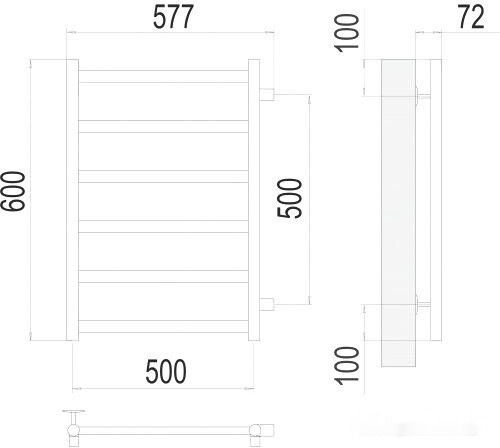 Полотенцесушитель Terminus Аврора П6 500x600 бп (хром) Полотенцесушитель Terminus Аврора П6 500x600 бп (хром)