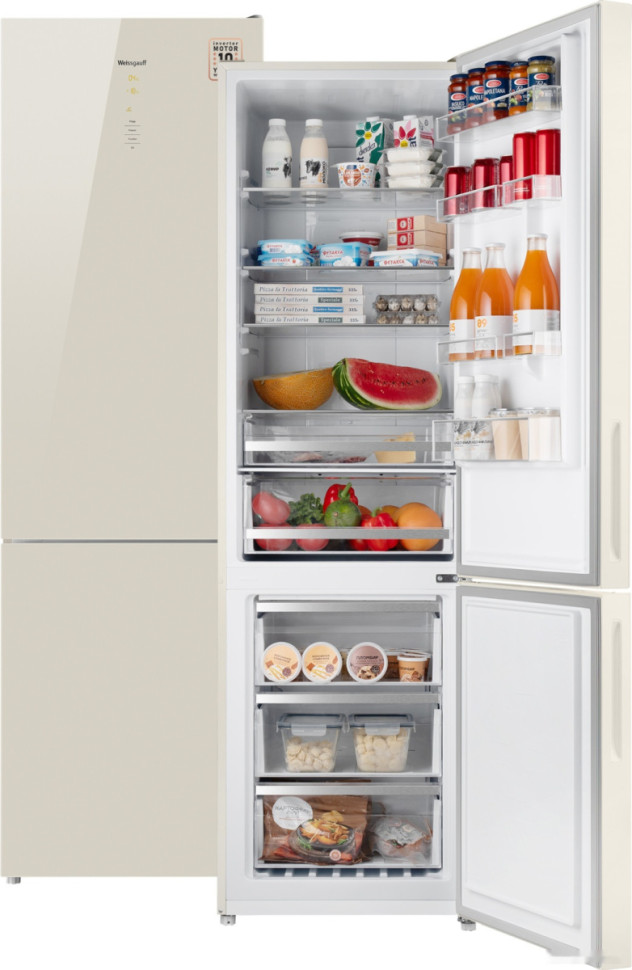 Холодильник Weissgauff WRK 2000 D Full NoFrost Inverter Beige Glass Холодильник Weissgauff WRK 2000 D Full NoFrost Inverter Beige Glass