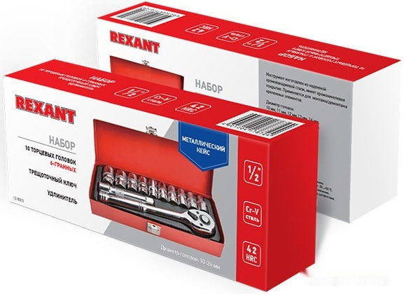 Набор торцевых головок Rexant 12-8301 (12 предметов) Набор торцевых головок Rexant 12-8301 (12 предметов)