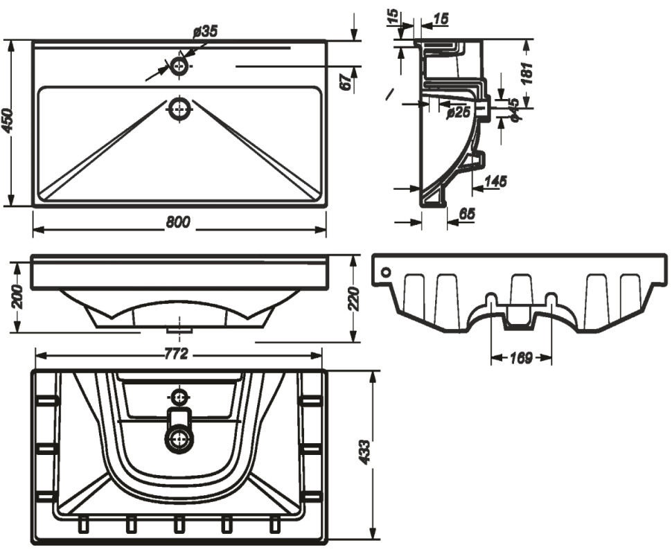 Умывальник SANITA LUXE Fest 80x45.5 Умывальник SANITA LUXE Fest 80x45.5